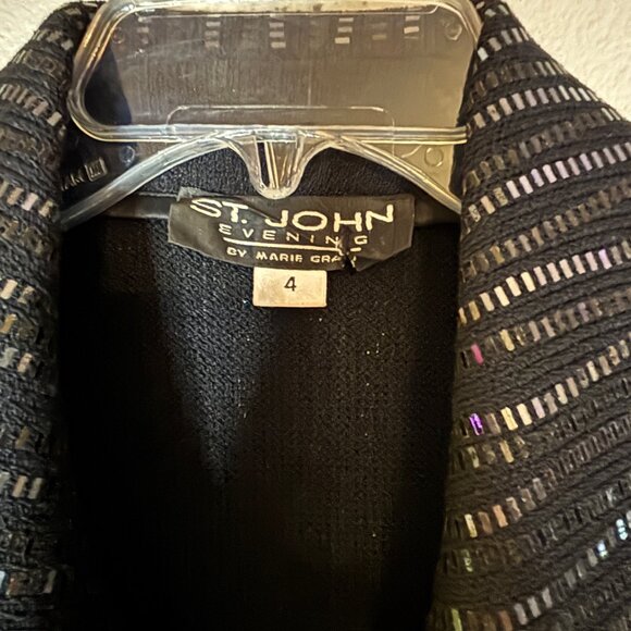 St. John Evening Black Sequin Long Jacket & Skirt Set – Jacket 4 / Skirt 10 - Picture 6 of 8
